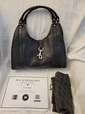Gucci Black Leather Guccissima Joy Handbag /New with Certificate of Authenticity